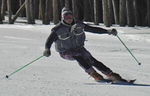 Man showing skiing skill