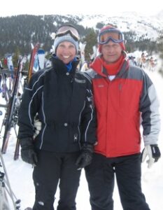 Nancy Piatt with ski coach Rick Schnellmann